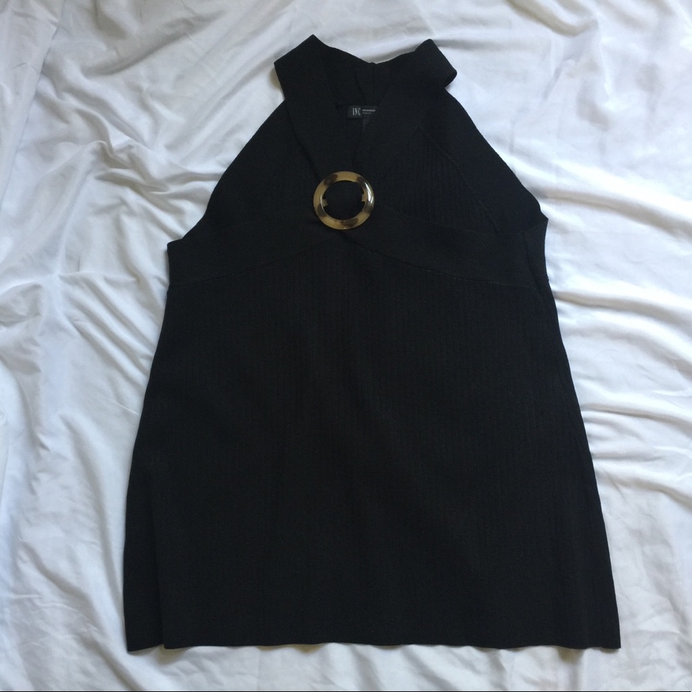 INC Black Halter Top Size 1X